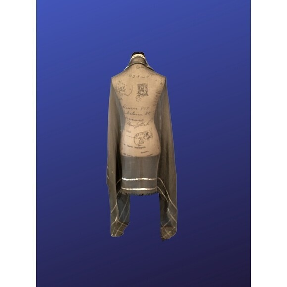 unbranded Shawl Wrap Scarf, DARK GRAY/SILVER METALLIC, GUC - Picture 5 of 7